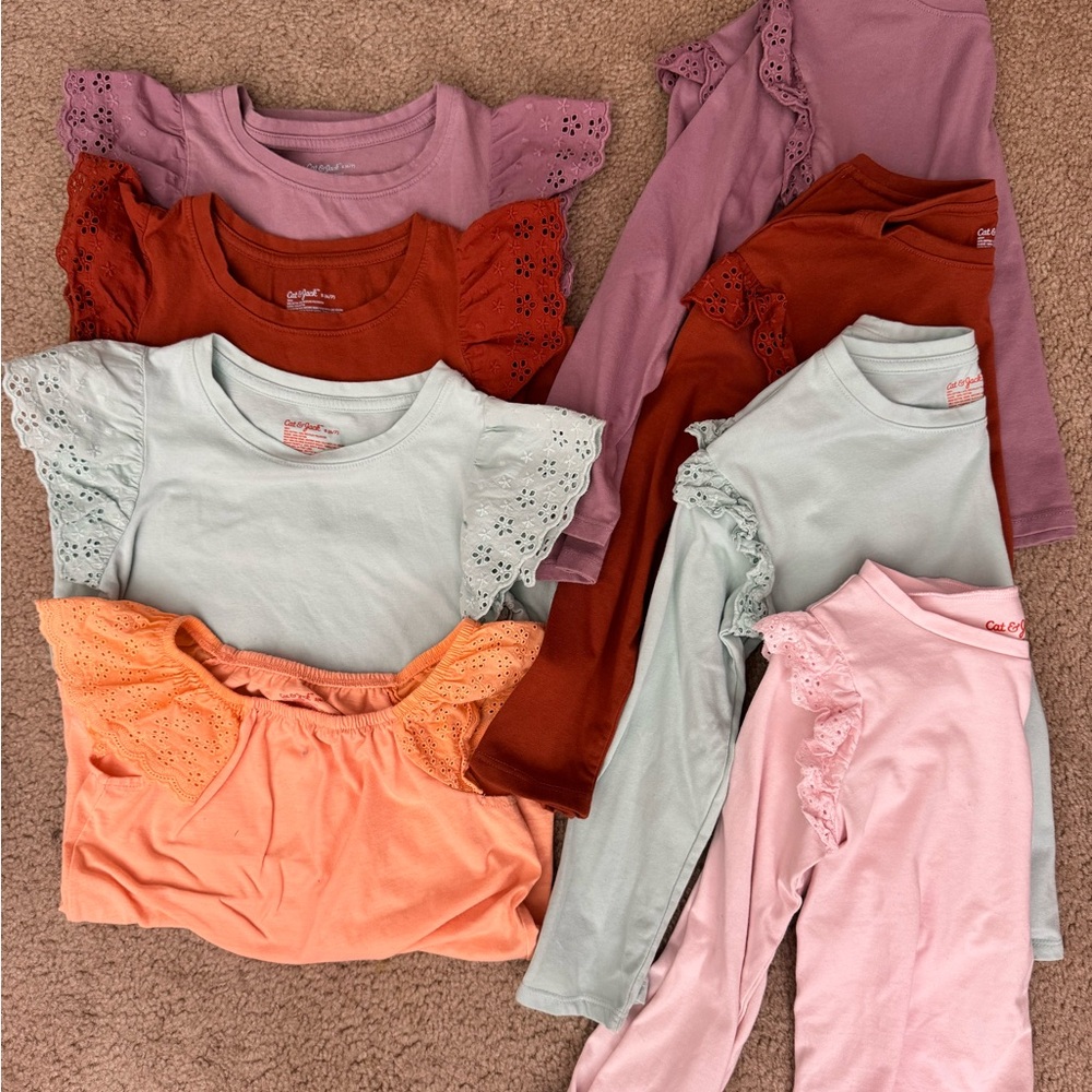 Bundle Cat & Jack Girls' Short/long Sleeve Tee 
Rust/Orange/pink/mint/mauve